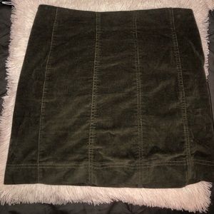 Green panel velvet mini skirt